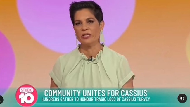 Narelda Jacobs in tears over Cassius Turvey's death.