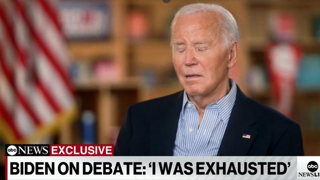 Joe Biden told Good Morning America co-anchor George Stephanopoulos, he performed poorly because he was “feeling terrible” and had “a really bad cold”. Picture: ABC