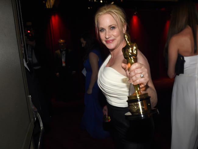 Patricia Arquette with her Oscar at the Governors Ball. Picture: Chris Pizzello