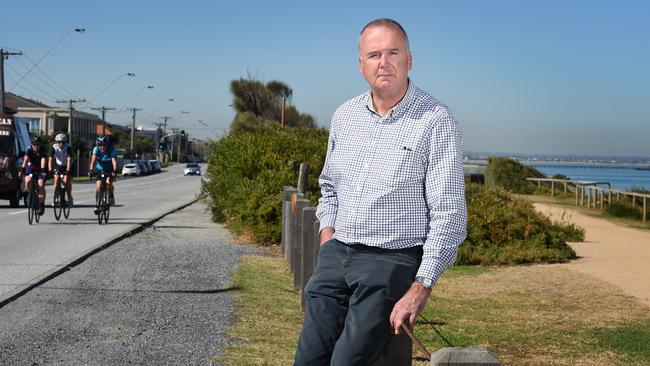 Beach Rd resident Mark Tyquin said planting trees would be a safety issue as they would block visibility for people coming out of driveways. Picture: Josie Hayden