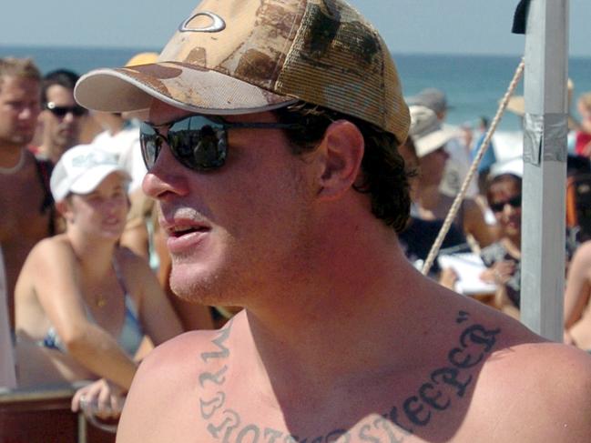 Koby Abberton at a surf event in 2004 in Maroubra. Picture: Craig Wilson