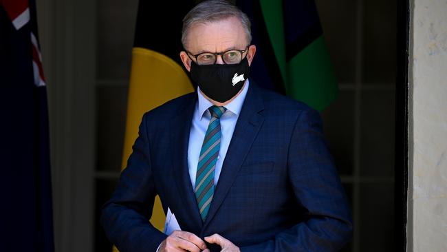 Anthony Albanese isolating with Copvid in December 2022. Picture: AAP