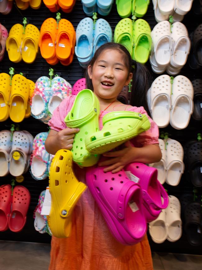 Yiyi just can’t get enough of Crocs. Picture: Brett Hartwig