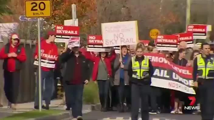 Protesters take to the streets to fight Sky Rail project plans