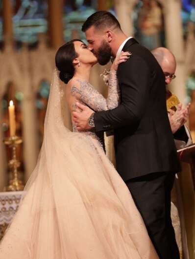 Daniella’s wedding with Souths winger Joshua Mansour. Picture: Ryan Schembri.