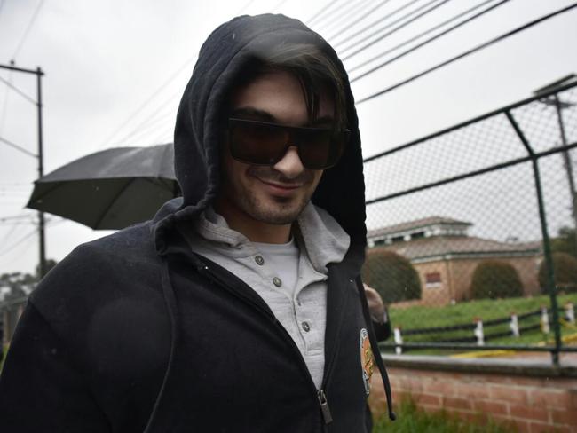 Scott Broadbridge, fiance of Cassandra Sainsbury, is pictured leaving El Buen Pastor women's prison in Bogota, Colombia. Picture: Guillermo Legaria