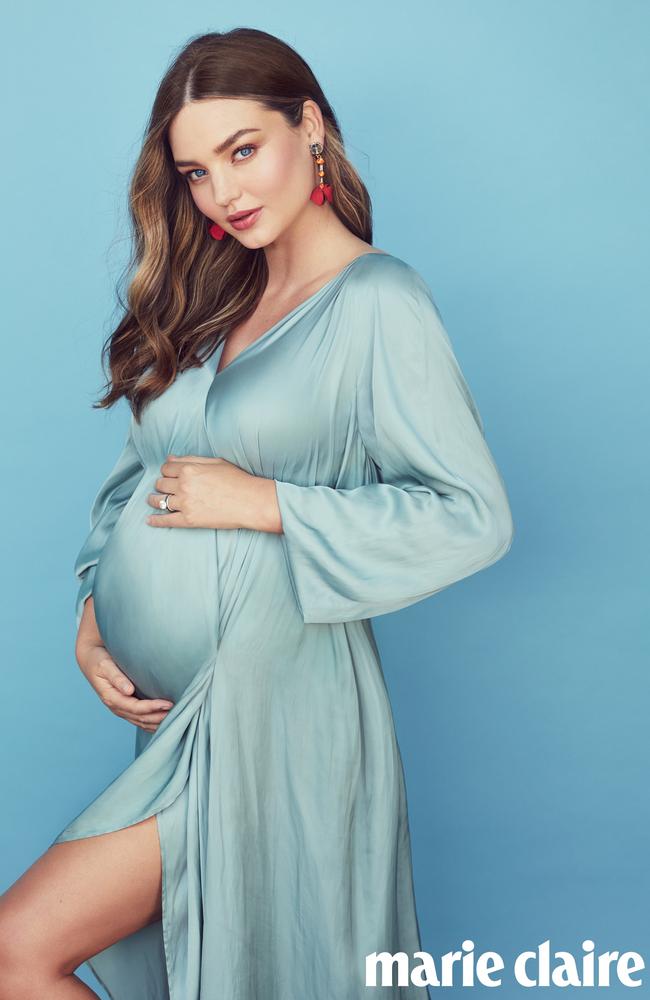 Miranda Kerr is just weeks away from having her third child. Picture: Nino Muñoz for marie claire
