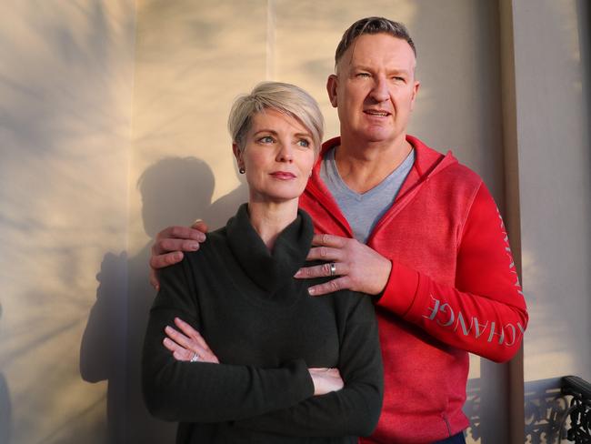 ‘I thought this was a joke.’ The fake story included an image of Mark Thurlow and Kelly Carroll. Picture: Alex Coppel