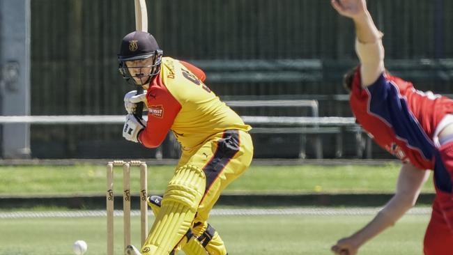 St Kilda batsman Michael De Iacovo on the drive. Picture: Valeriu Campan