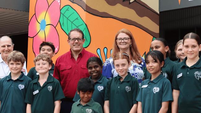 Member for Solomon Luke Gosling with St Paul students. Picture: government / supplied.