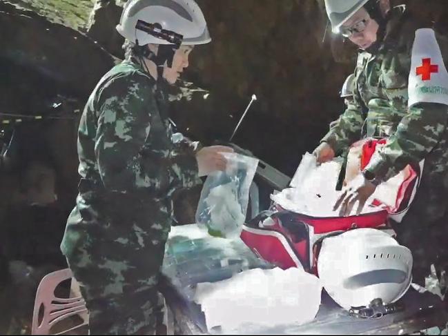 Imagery of shows the rescue operation at Tham Luang cave in Khun Nam Nang Non Forest Park in Mae Sai district. Picture: Thai Navy SEALS / Facebook