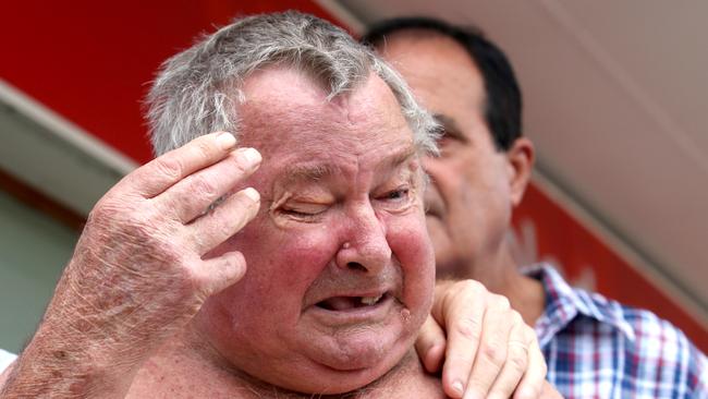 Flood victim Frank Beaumont shows emotion after listening to a live stream of the 2011 flood class action. PICTURE: Jono Searle