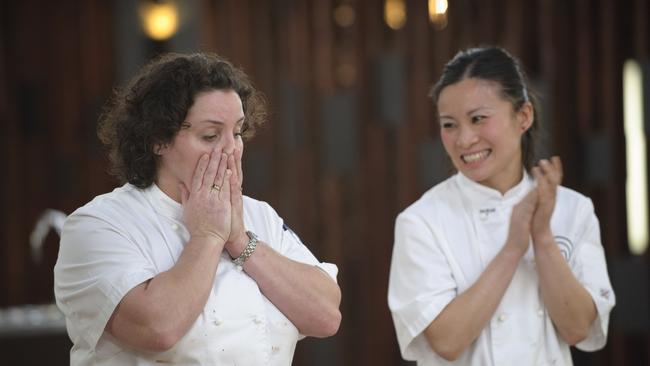 Julie Goodwin won MasterChef eight years ago in 2009, she’s pictured here with runner-up Poh Ling Yeow. Picture: Supplied