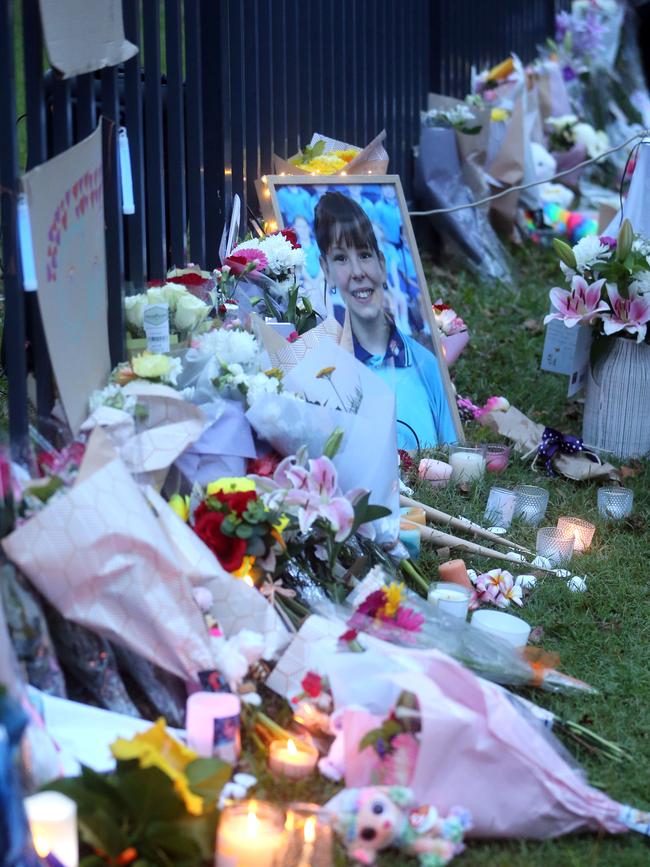 Flowers are laid for Charlise Mutten. Picture: NCA NewsWire / Richard Gosling