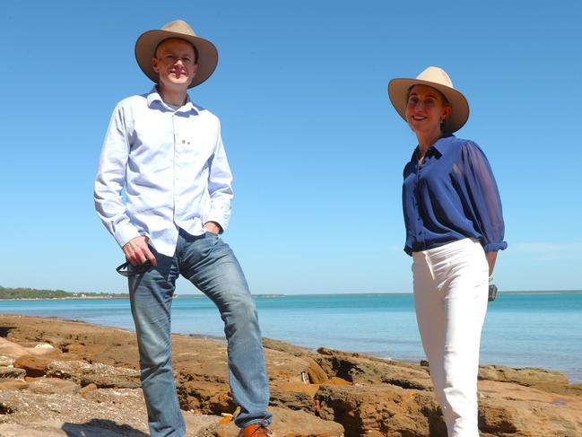 2024 Australians of the Year Dr Richard Scolyer and Georgina Long at Bundilla Beach, Darwin. Picture: George Yankovich