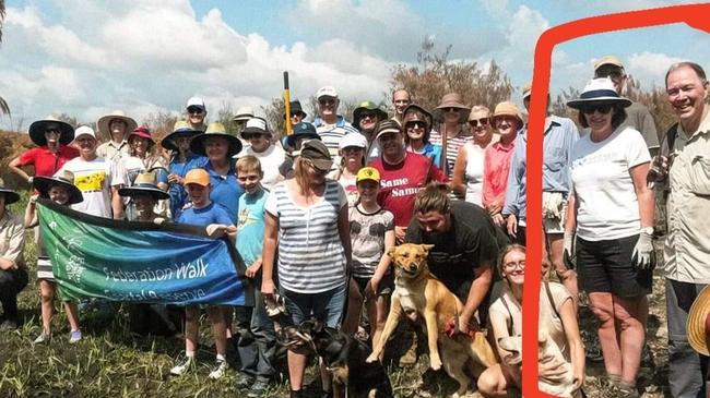 Save Our Broadwater leaders Judy Spence and Alan Rickard with other volunteers working to improve The Spit on the Gold Coast.