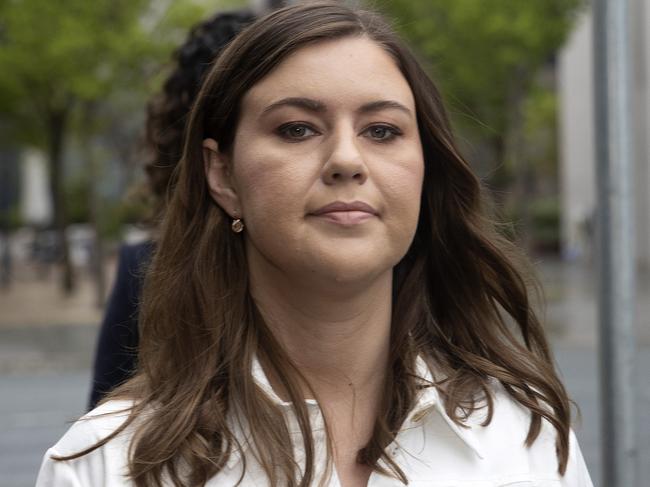 CANBERRA, AUSTRALIA NewsWire Photos OCTOBER 07, 2022:Brittany Higgins walked to court for day four of the trial.Bruce Lehrmann, the man accused of the sexual assault of former Liberal staffer Brittany Higgins at the Magistrates Court in Canberra.Picture: NCA NewsWire / Gary Ramage