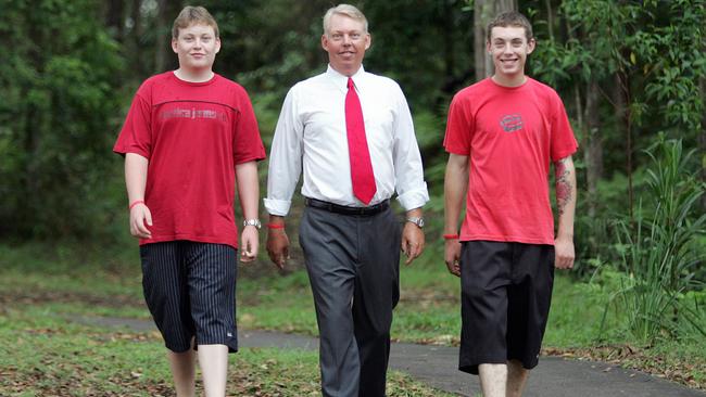 Bradley, Bruce and Dean Morcombe begin the walk for Daniel at Kolora Park back in 2005. Photo: Nicholas Falconer / Sunshine Coast Daily