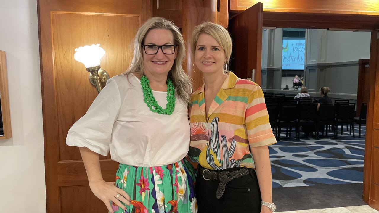 President of Cairns Tropical Writers Festival Julianne Steer and committee treasurer Tiina Horne at the Cairns Tropical Writers Festival. Picture: Kristina Puljak