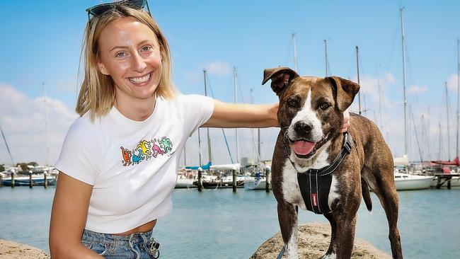 Madi and her dog Minka were rescued by Search and Rescue and Water police yesterday in the Werribee river during huge rainfalls over the Christmas period. Picture: Ian Currie