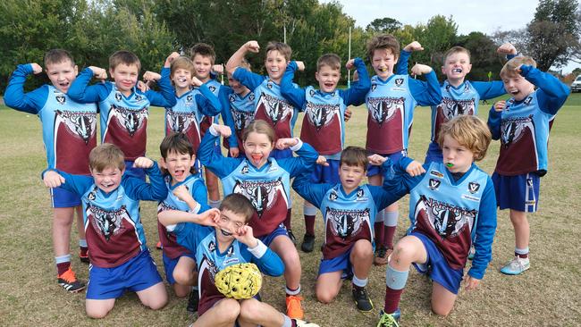 Modewarre Harvey under-9 football team pull their funniest faces. Picture: Mark Wilson