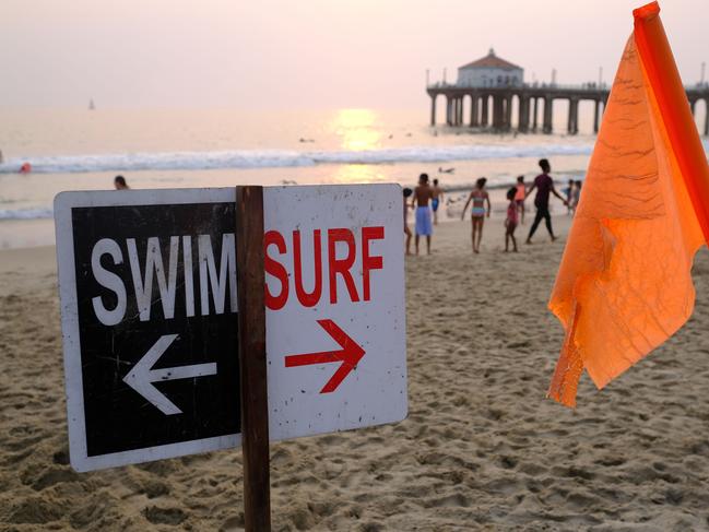 Sunset on Manhattan Beach, California, last week. Picture: AFP