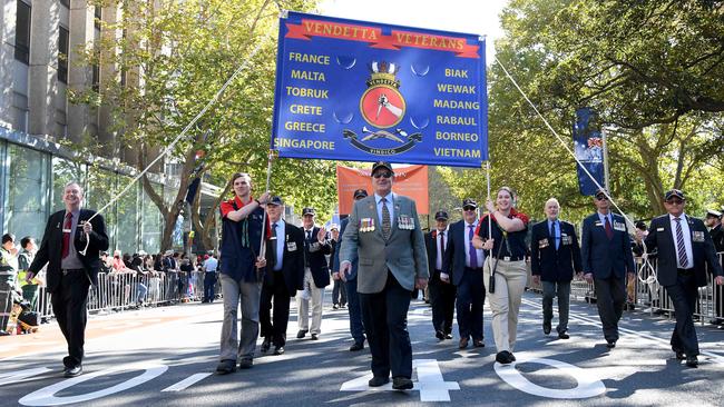 The Anzac Day march in Sydney on Sunday. Picture: NCA NewsWire/Bianca De Marchi