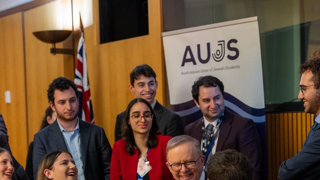 Anthony Albanese meets with students from the The Australasian Union of Jewish Students after his policy shift on Palestine. Picture: Twitter / @AlboMP