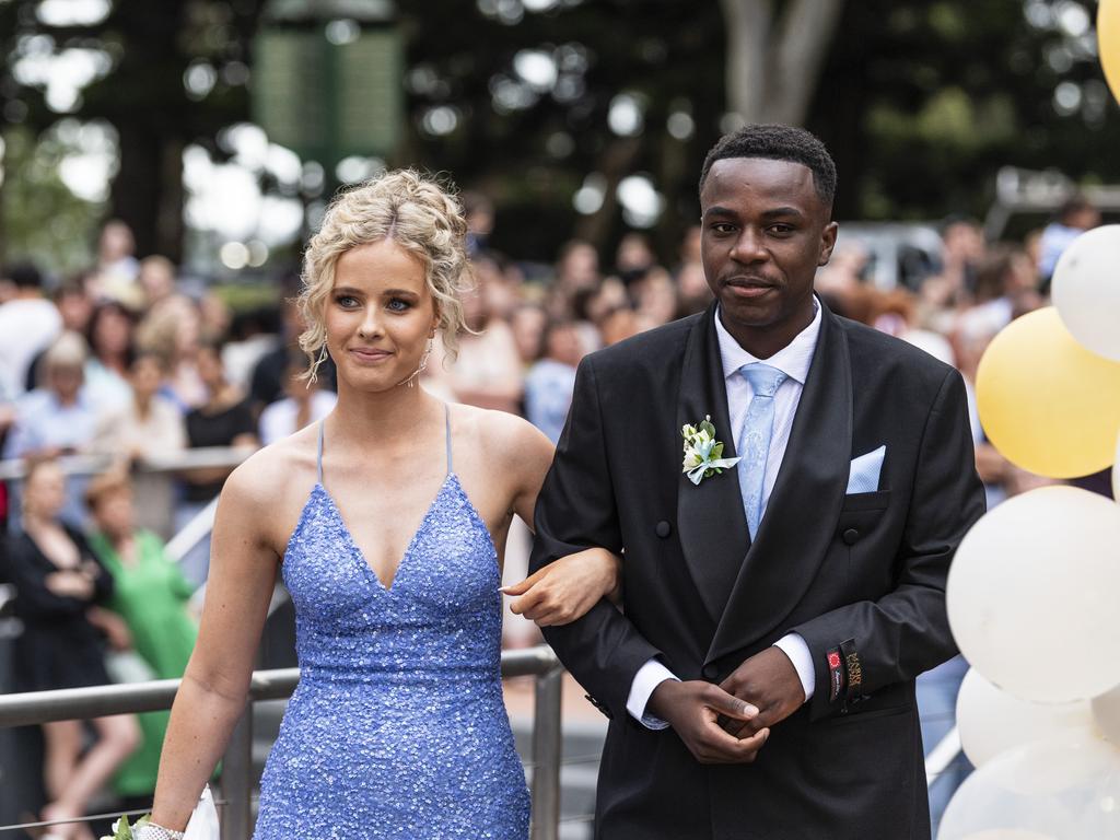 Rose Craig and Deo Kalenga at Centenary Heights State High School formal at Picnic Point, Friday, November 15, 2024. Picture: Kevin Farmer