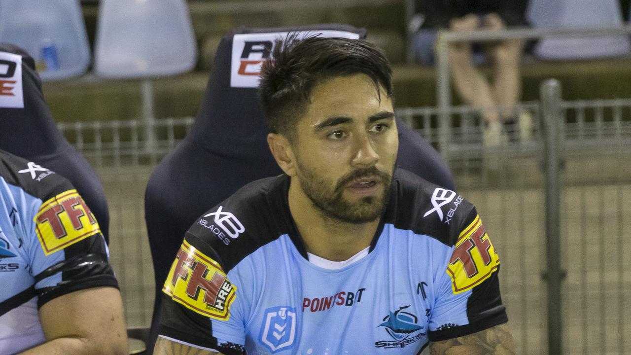 Shaun Johnson was benched late in the Sharks’ loss to the Broncos. (AAP Image/Craig Golding)