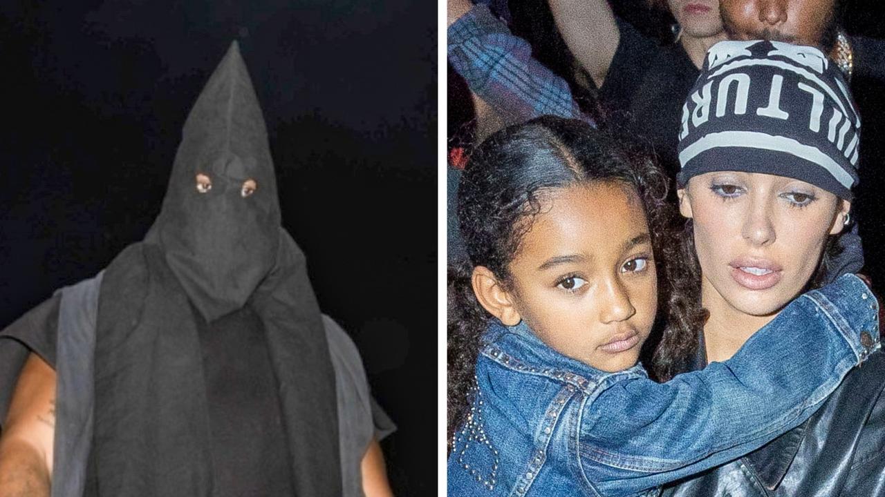 Kanye West wears KKK-style hood to album listening party