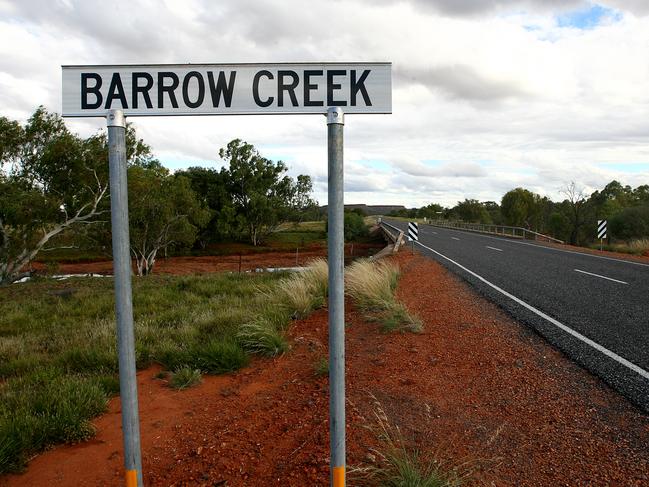 A sign for Barrow Creek on the Stuart Highway.