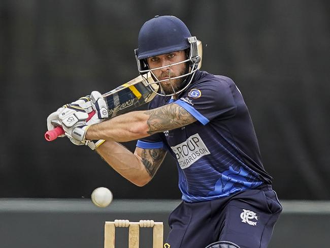 Prahran skipper Jake Hancock hits out. Picture: Valeriu Campan