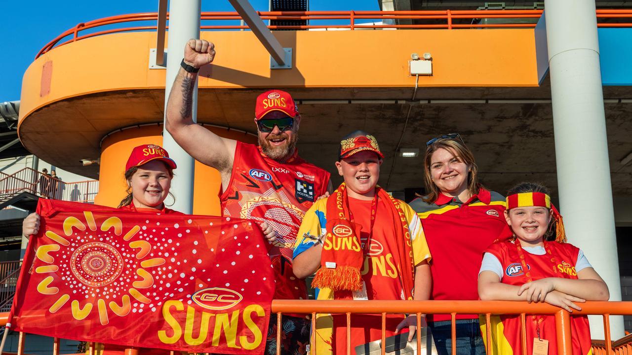Grimstone family at the Gold Coast Suns v Western Bulldogs 2025 AFL match at TIO Stadium. Picture: Pema Tamang Pakhrin