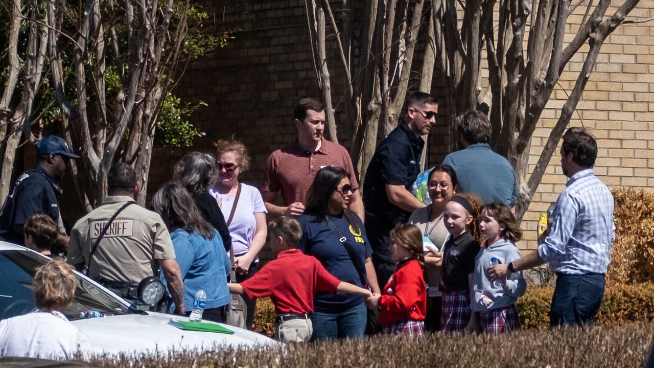 Children arrive at Woodmont Baptist Church to be reunited with their families after a mass shooting at The Covenant School in Nashville, Tennessee. Picture: Getty Images