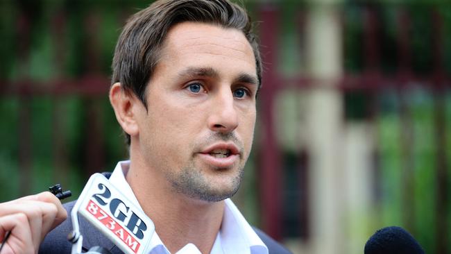 Pearce fronted the media in a Surry Hills park to apologise before he left for rehab. Picture: Craig Greenhill