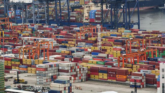 Cargo containers stacked at Yantian port in Shenzhen in China’s southern Guangdong province. China’s trade with Asian neighbours has risen sharply in recent years. Picture: AFP