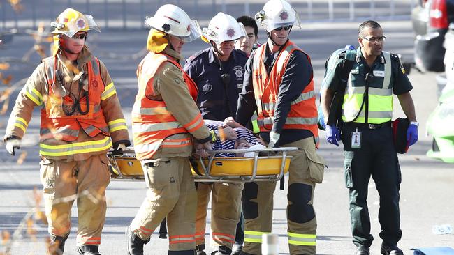 Emergency response exercise at Adelaide Oval. Picture: Sarah Reed