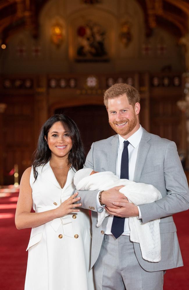 Meghan and Harry with Archie at St George's Hall at Windsor Castle. Picture: Dominic Lipinski/PA Wire