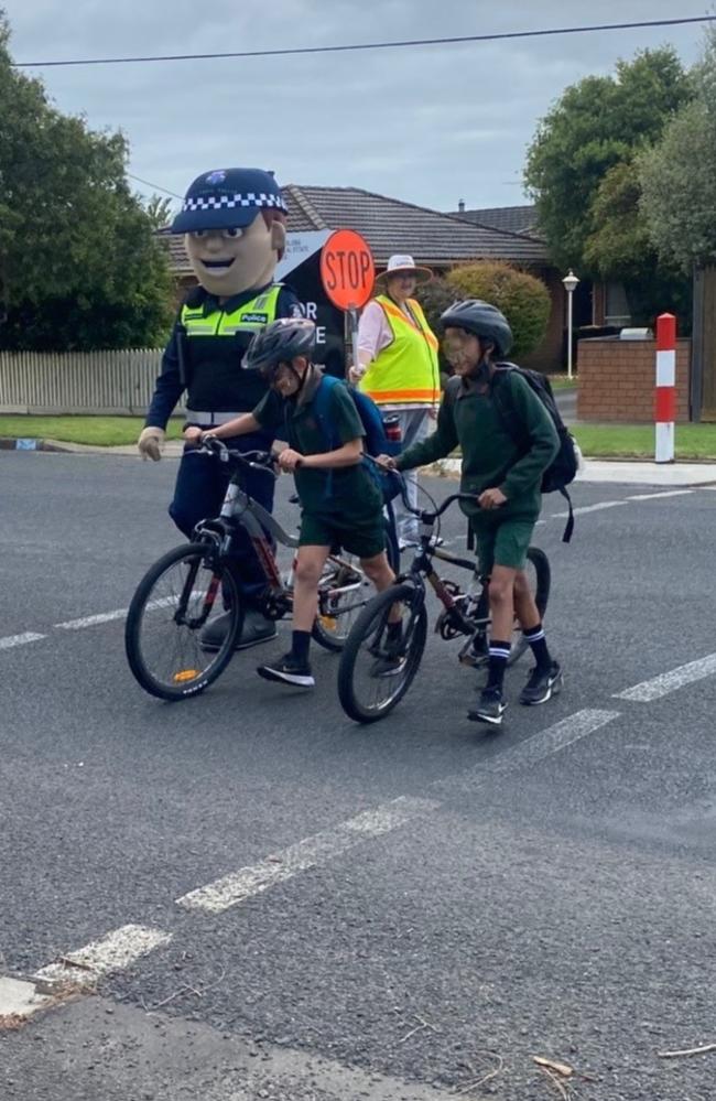 Geelong police ramp up patrols around school zones as kids head back to the classroom. Picture: Eyewatch – Geelong Police Service Area via Facebook