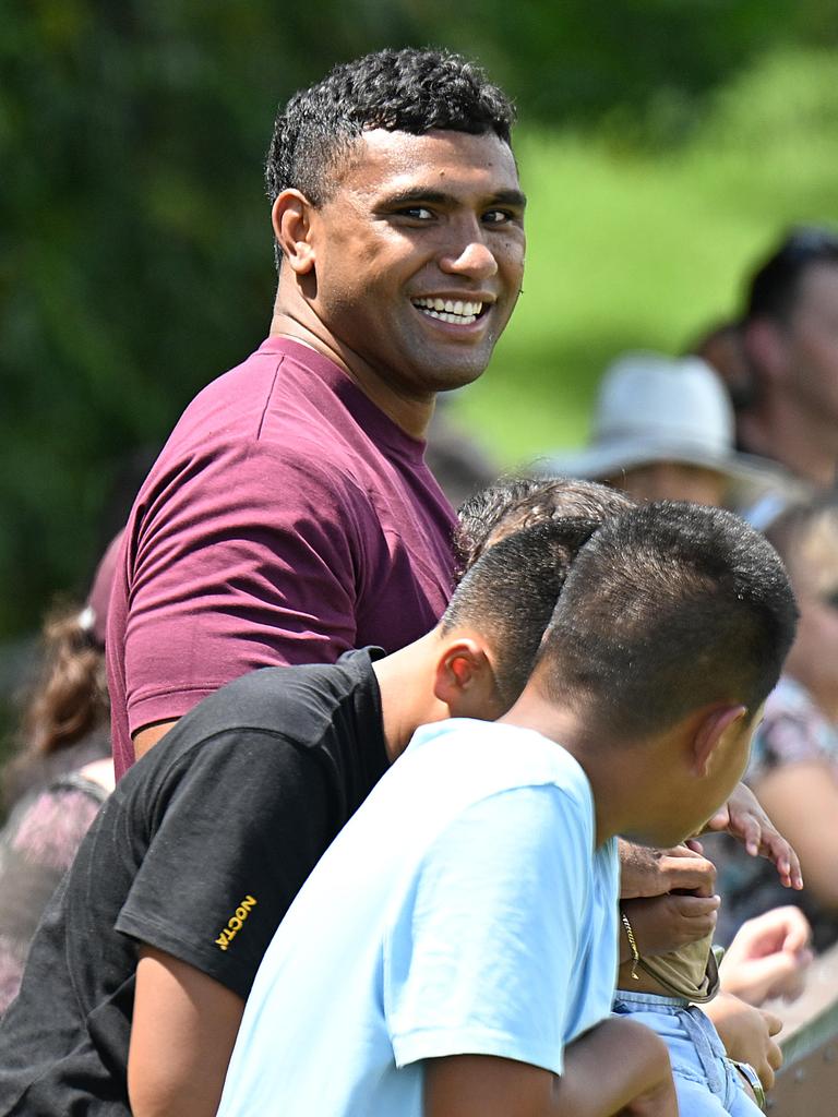 Tevita Pangai Jr was snapped at broncos training. Picture: Lyndon Mechielsen/Courier Mail