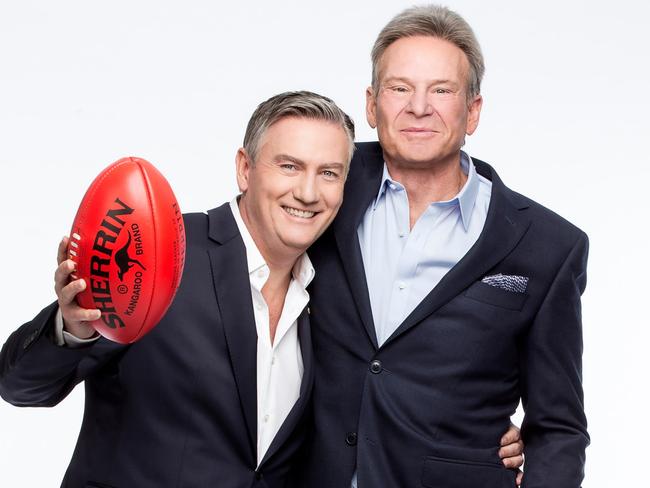 Eddie McGuire and Sam Newman together for The Footy Show. Picture: Supplied