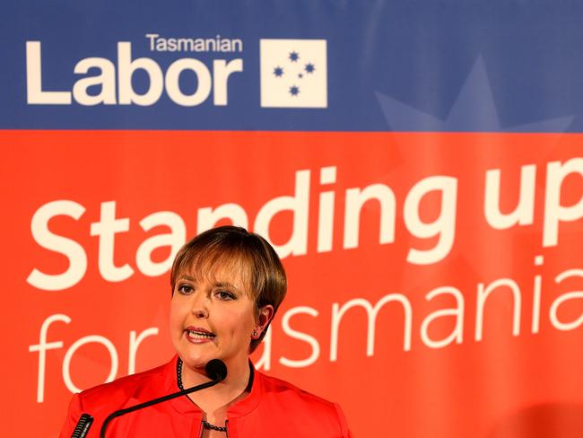 Then-premier Lara Giddings gives her campaign speech in the lead-up to the 2014 State Election.