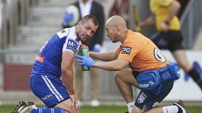 Kieran Foran will need scans on his foot after picking up a toe injury in his sides loss to the Dragons. Picture: Getty Images.