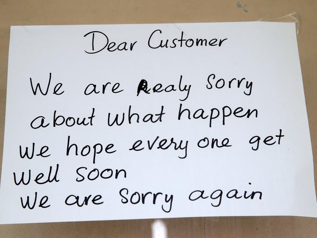 A note left for customers on the front window of the Box Village Bakery / Picture: Jonathan Ng