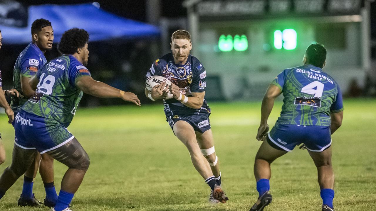 Austin Jennings in action for the South West Emus during the 2023 TRL Cultural Cup. Picture: Nev Madsen.