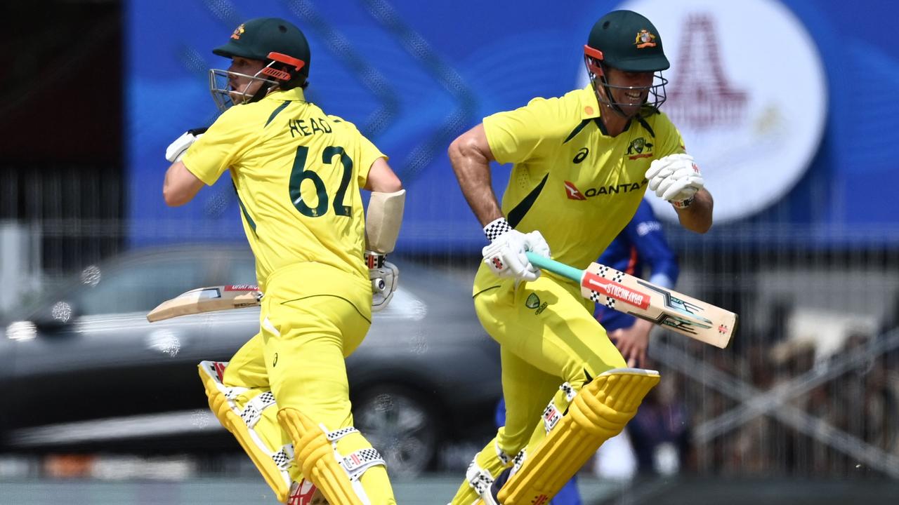 Travis Head (left) and Mitchell Marsh were a lethal combination. Picture: Arun Sankar / AFP