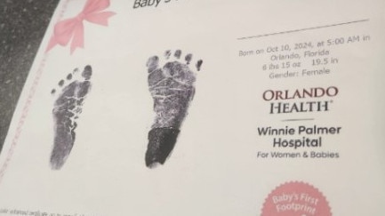 Birth certificate for a Hunter couple's baby who was born in the US during Hurricane Milton in Florida. Credit: Go Fund Me