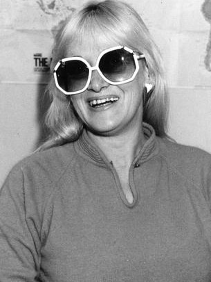 SA former stripper and massage parlour operator Stormy Summers speaking to the press. Filed Jul 1986. (Pic by unidentified staff photographer)