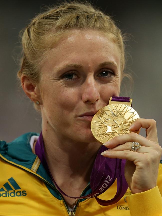 Pearson kisses her gold medal. Picture: Brett Costello